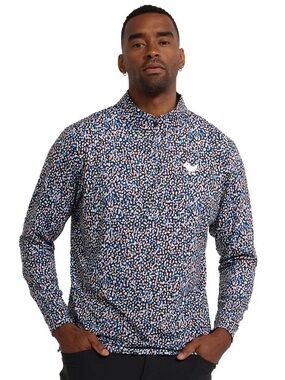 Bad Birdie Printed Golf Quarter Drip Zip Long Sleeve Shirt Size Medium NEW